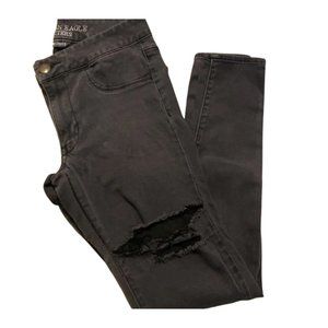 American Eagle Outfitters Super Super Stretch Leggings Black Ripped Jeans Size 6